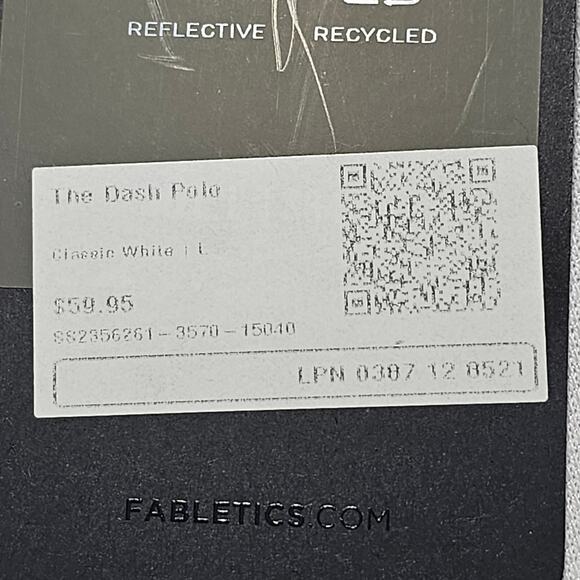 Fabletics NWT Men's The Dash Polo in White Size L - Picture 6 of 8